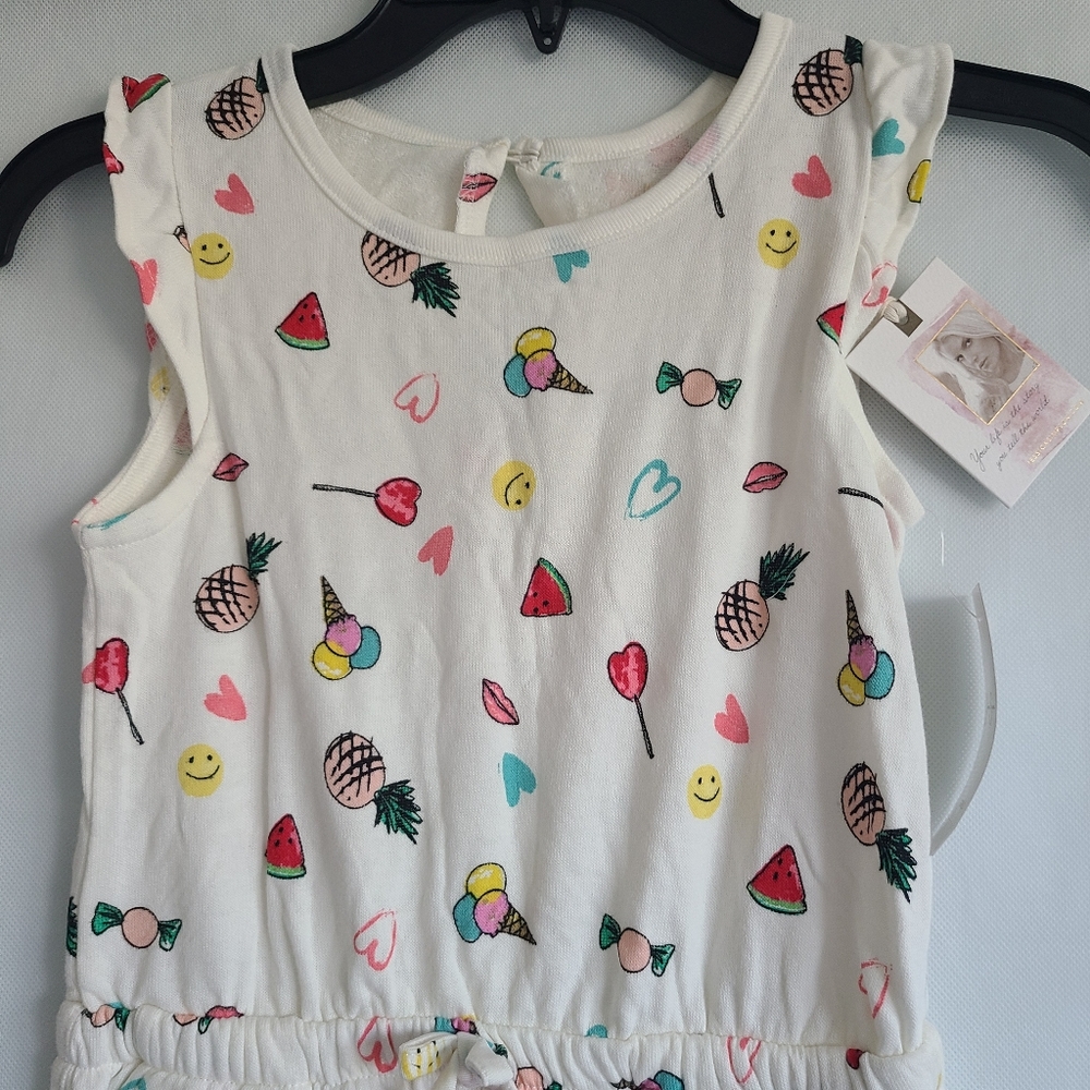 Jessica Simpson Girls Sleeveless Romper in Sea Salt Sweets - Picture 6 of 6